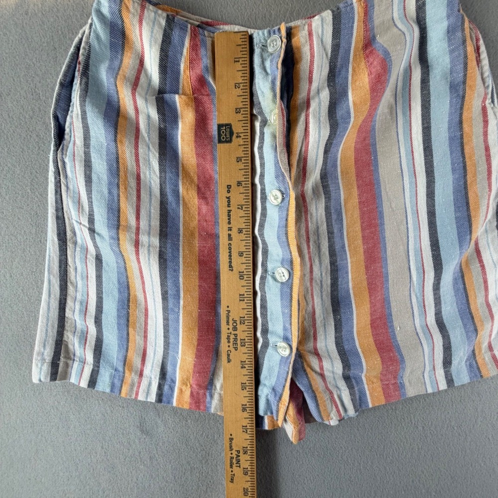 Vintage‎ Lizsport Petite Women's Shorts Size 10 Striped Linen Blend Button Front - Picture 4 of 16